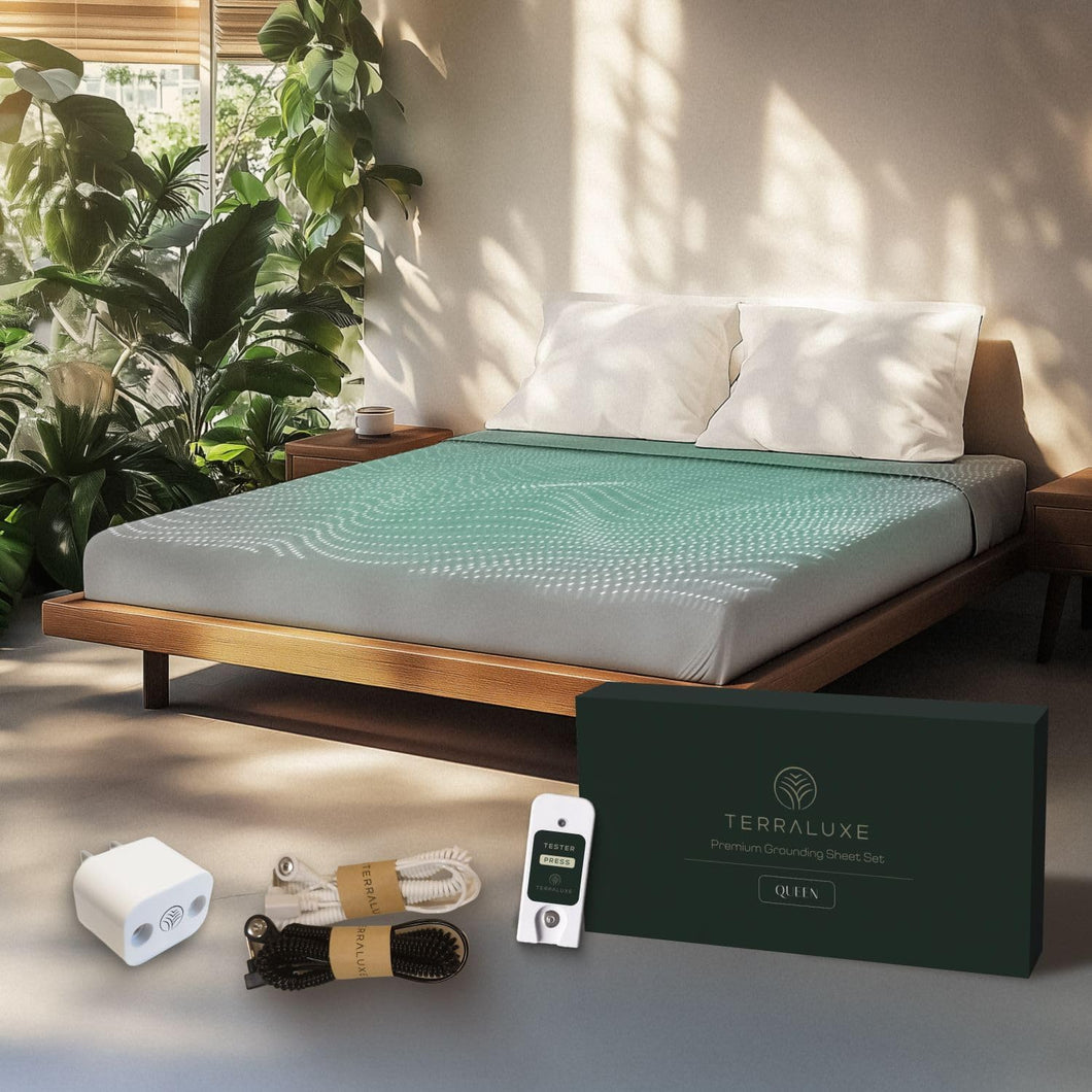 Terraluxe Grounding Sheets, Cali King Size (Organic Cotton 94%, Silver 6%)